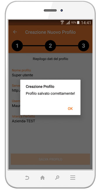 Perfetto app: creazione dei profili dal telefono